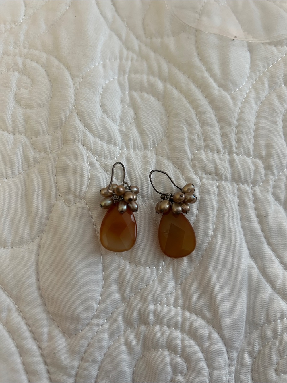 Handcrafted Brown Teardrop Pearl Cluster Earrings